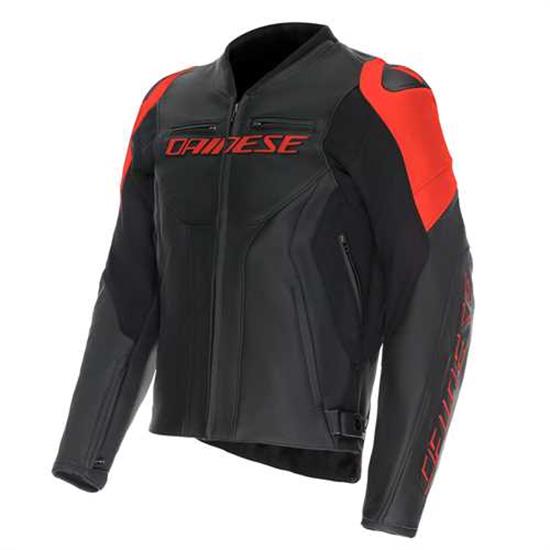 DAINESE CEKET RACING 5 LEATHER BLK BLK RED FLUO