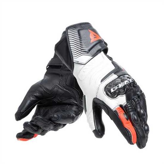 DAINESE ELD/CARBON 4 LONG LADY LEATHER GLOVES BLK WHITE FLUO RED