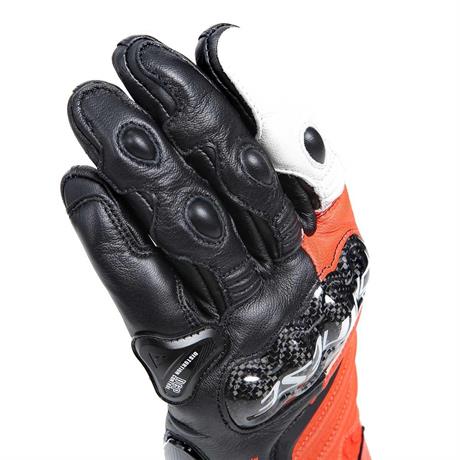 DAINESE ELD/CARBON 4 LONG LTHR GLOVES BLK FLUO RED WHT