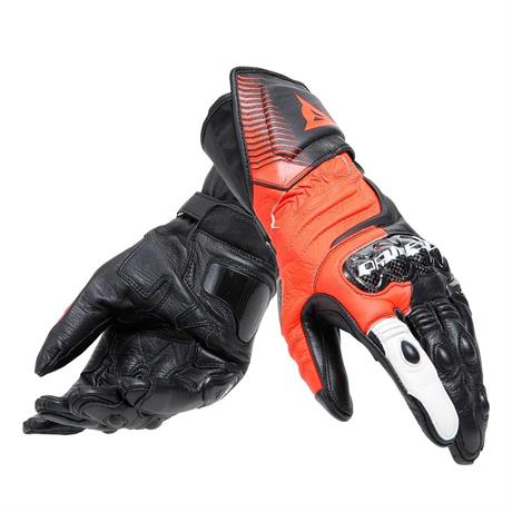 DAINESE ELD/CARBON 4 LONG LTHR GLOVES BLK FLUO RED WHT
