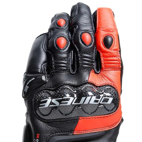 DAINESE ELD/CARBON 4 SHORT LTHR GLOVES BLK FLUO RED