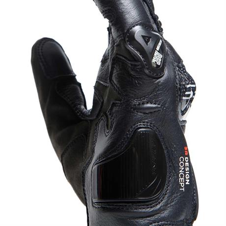 DAINESE ELD/CARBON 4 SHORT LTHR GLOVES BLK FLUO RED