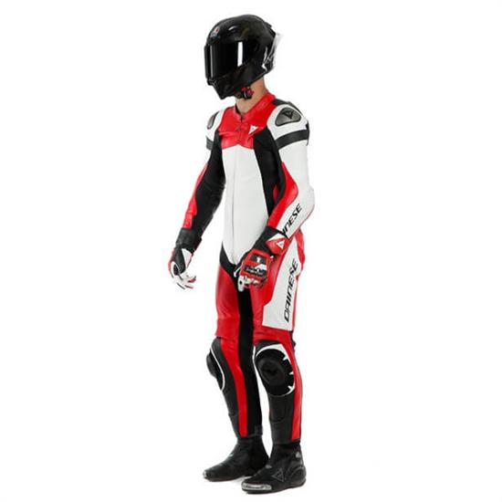 DAINESE/ASSEN 2 1 PC.PERF.LTHR SUIT WHT LAVA RED BLK