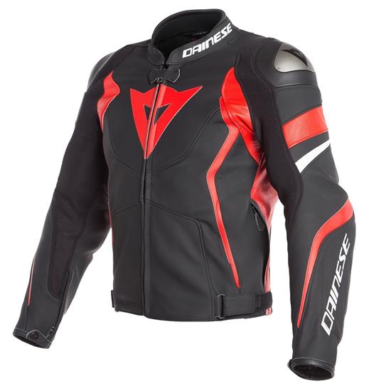 DAINESE/AVRO 4 LTHR BLK MATT/LAVA RED WHT