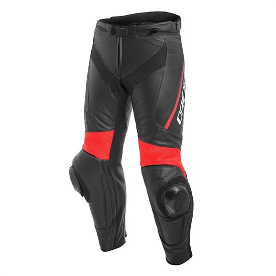 DAINESE/DELTA 3 LTHR PANTS BLK BLK FLUO RED