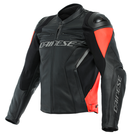 DAINESE/RACING 4  LEATHER BLACK/FLUO-RED