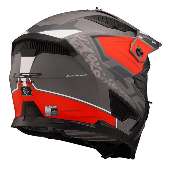 LS2 DRIFTER DEVOR MAT GRİ-TITANIUM-KIRMIZI KASK