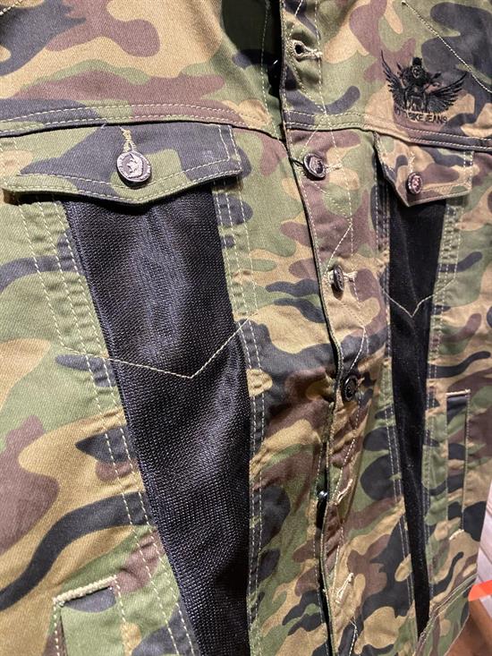 Motobike Jeans Aramid Destekli Kot Motosiklet Ceketi Fileli Kamuflaj Desenli – (Korumalar Hariç)