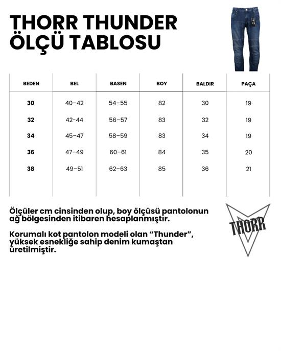 THORR Thunder - Mavi Denim Korumalı Motosiklet Pantolonu