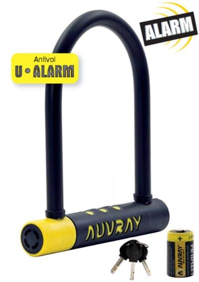 AUVRAY Alarmlı U Kilit (90x210 mm) - Motosiklet ve Bisiklet Güvenlik Kilidi