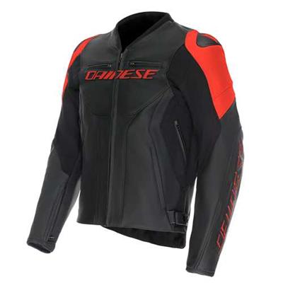 DAINESE CEKET RACING 5 LEATHER BLK BLK RED FLUO