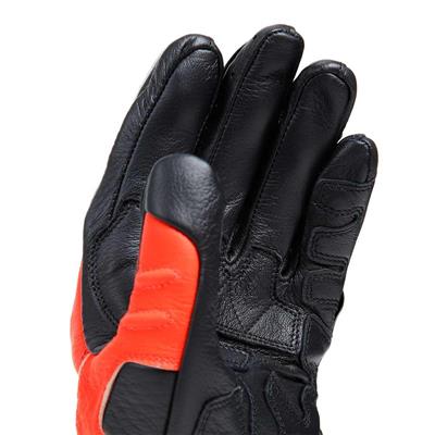 DAINESE ELD/CARBON 4 LONG LTHR GLOVES BLK FLUO RED WHT