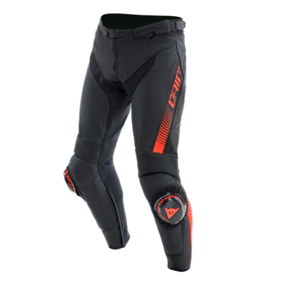 DAINESE/ SUPER SPEED LEATHER PANTS BLACK RED FLUO