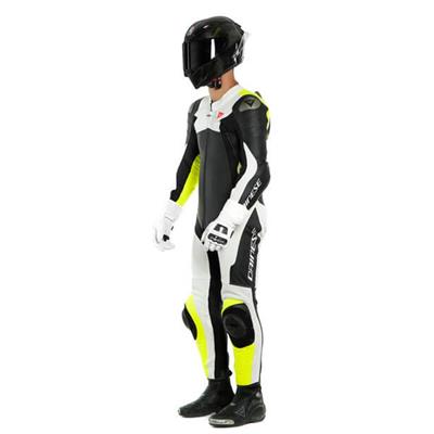 DAINESE/ASSEN 2 1 PC.PERF.LTHR SUIT BLK WHITE FLUO YELLOW