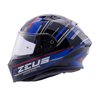 ZEUS KASK/ZS-826 PEARL BLACK BK15 BLUE + VİZÖR + SPOILER + PINLOCK HEDİYE