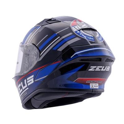 ZEUS KASK/ZS-826 PEARL BLACK BK15 BLUE + VİZÖR + SPOILER + PINLOCK HEDİYE