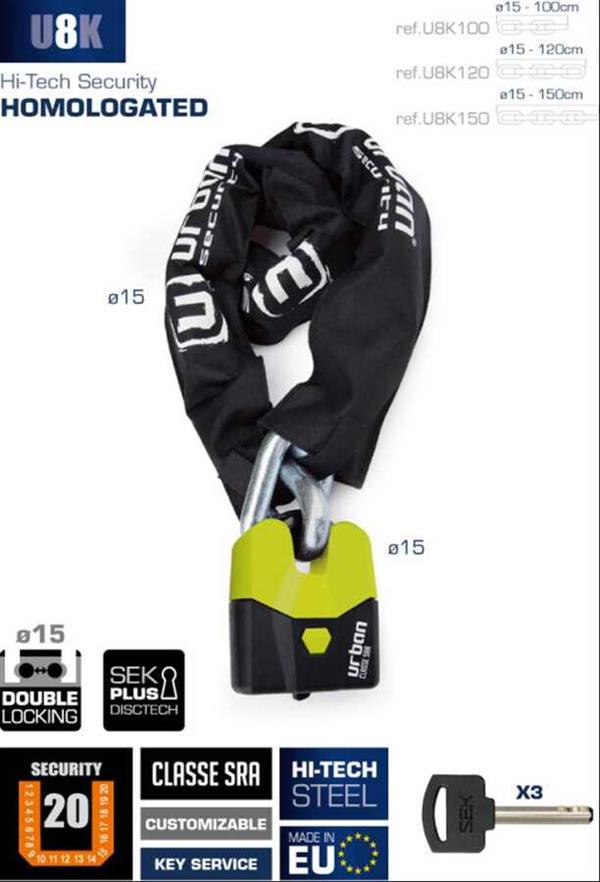 URBAN SECURITY U8K150 14MM SRA SINIFI ZİNCİR KİLİT