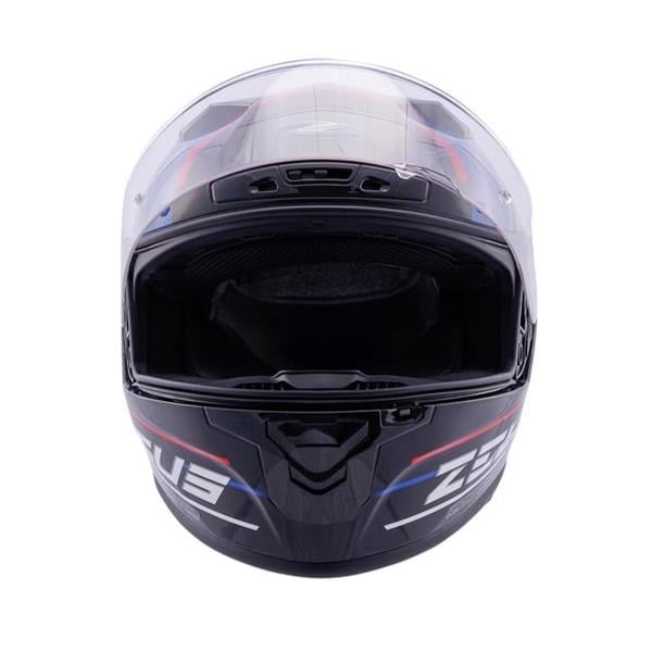 ZEUS KASK/ZS-826 PEARL BLACK BK15 BLUE + VİZÖR + SPOILER + PINLOCK HEDİYE