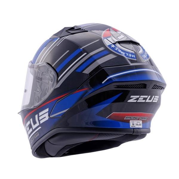 ZEUS KASK/ZS-826 PEARL BLACK BK15 BLUE + VİZÖR + SPOILER + PINLOCK HEDİYE