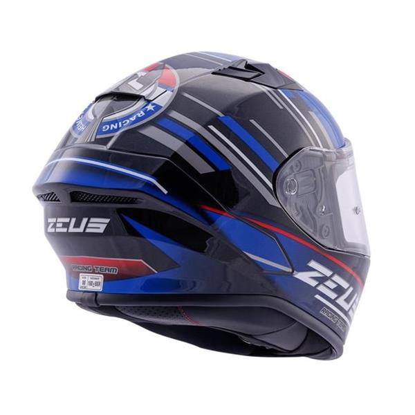 ZEUS KASK/ZS-826 PEARL BLACK BK15 BLUE + VİZÖR + SPOILER + PINLOCK HEDİYE