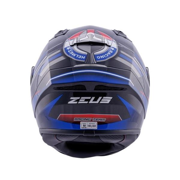 ZEUS KASK/ZS-826 PEARL BLACK BK15 BLUE + VİZÖR + SPOILER + PINLOCK HEDİYE