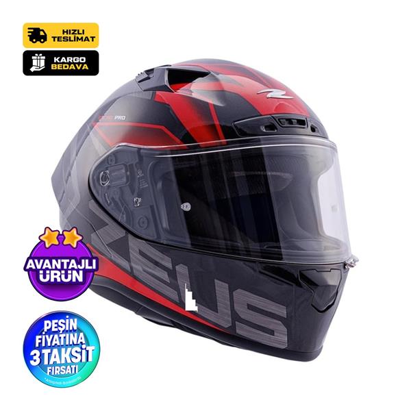 ZEUS KASK/ZS-826 PEARL BLACK BK3 RED