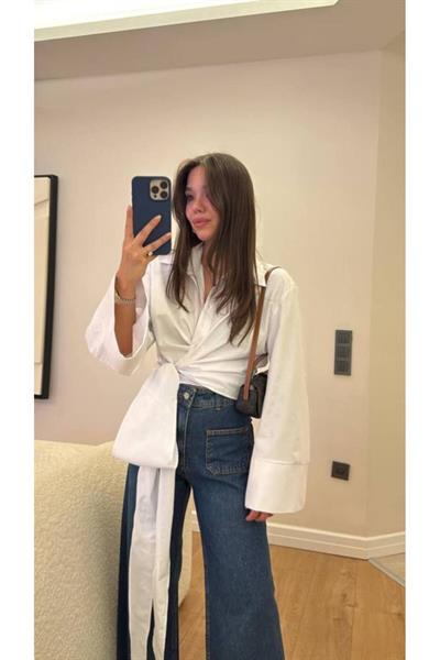 BELDEN BAĞLAMALI KADIN GÖMLEK