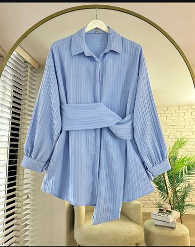 MAVİ KUŞAKLI KADIN TUNİK