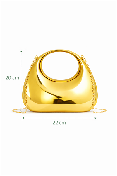 Aurora Gold Kadın Zincir Askılı El Çantası | Hardcase Clutch