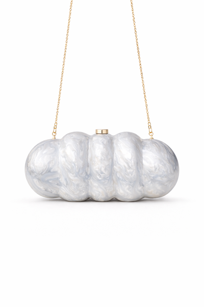 Bloom Gri Çapraz Zincir Askılı Omuz ve El Çantası | Sedefli Clutch