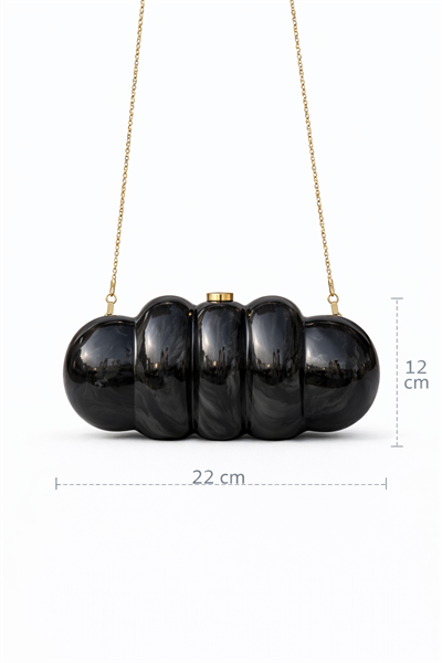 Bloom Siyah Kadın Zincir Askılı Hardcase Clutch Çanta | Gece & Davet