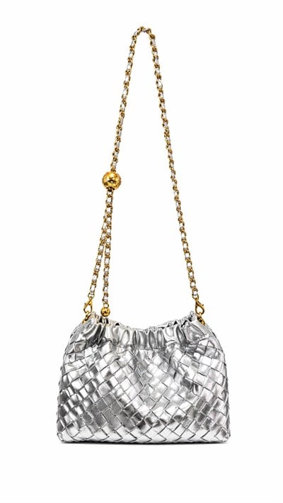 Botea Silver Örme Desenli Gold Zincirli Kadın Omuz Çantası