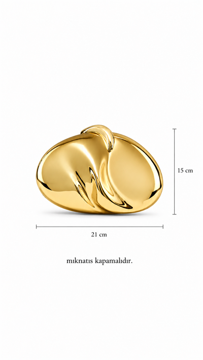 Ella Gold Zincir Askılı Hardcase Metalik Çanta | Gece & Davet