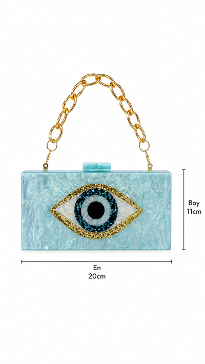 Eye Kadın Mavi Zincir Askılı Hardcase Çanta