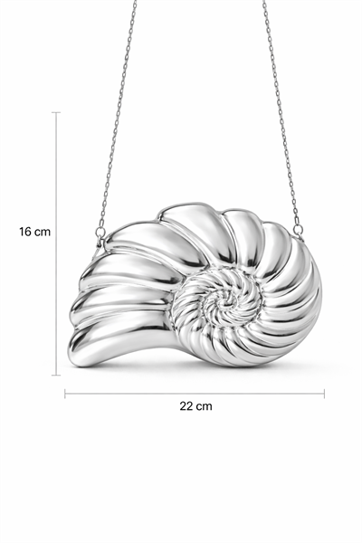 Kabuk Silver Kadın Zincir Askılı El Çantası | Gece & Davet Hardcase Clutch