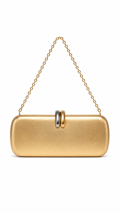 Lune Gold Zincir Askılı Kutu Formlu Clutch Çanta