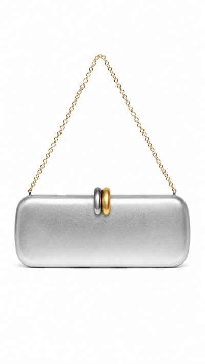 Lune Gri Zincir Askılı Kutu Formlu Clutch Çanta