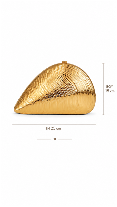 Zincir Askılı Gold Metalik Midye Çanta | Gece & Davet