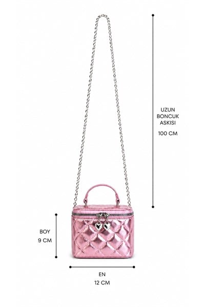 Mini Coco Pembe Kapitone Kadın Kutu Çanta