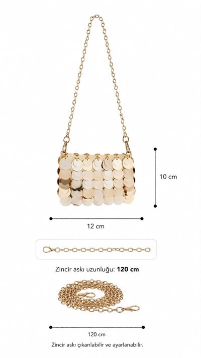Mini Pullu Çanta Gold