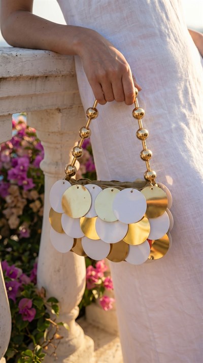Mirora Puantiye Gold Çanta