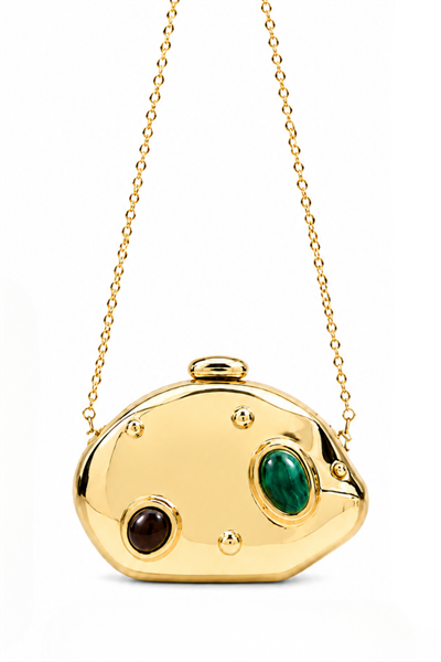 Nova Gold Kadın Sedef Detaylı Asimetrik Hardcase Çanta | Clutch