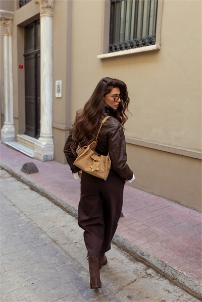 Zaya Camel Süet Modern Çanta