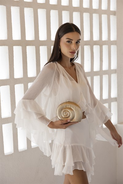 Salyangoz Zincirli Çanta | Bal Rengi Clutch