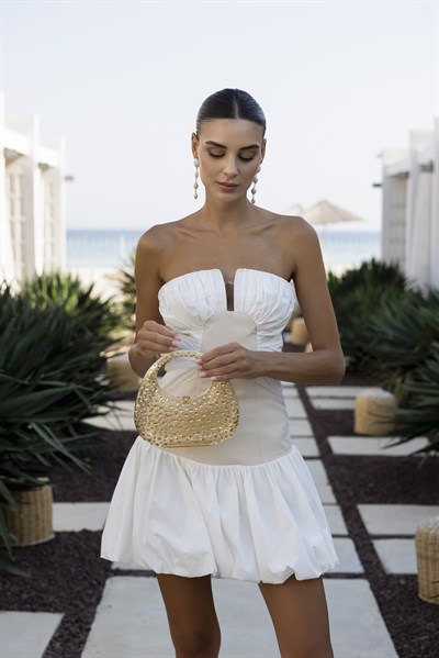 Taşlı Gold Kadın El Çantası – Davet & Gece | Hardcase Clutch