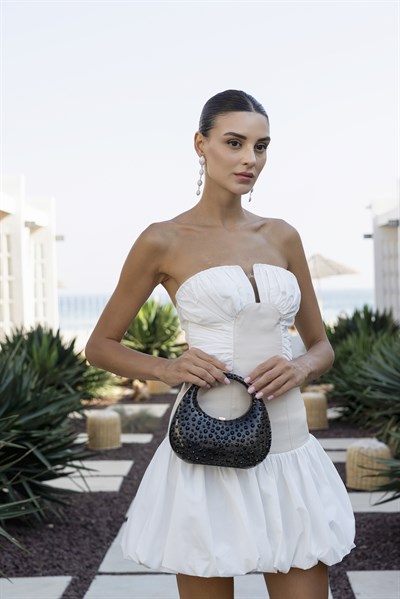 Taşlı Siyah Kadın El Çantası – Davet & Gece | Hardcase Clutch