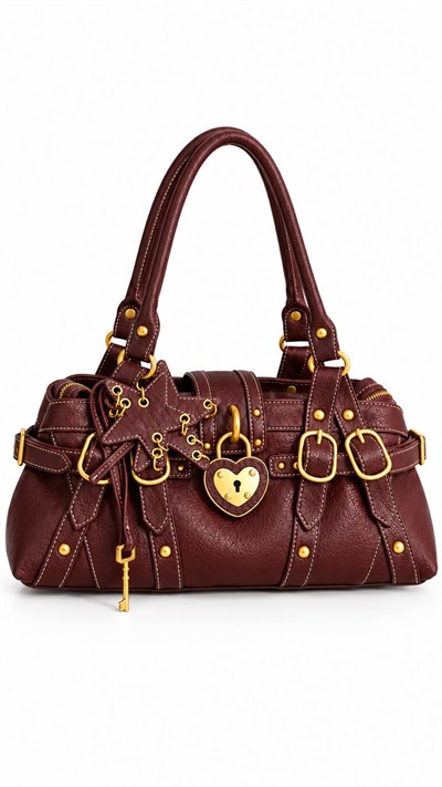 Valleria Bordo Charm Detaylı Vegan Deri Premium Çanta