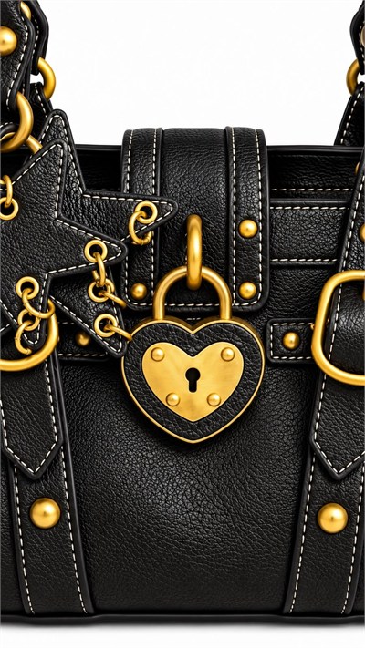 Valleria Siyah Charm Detaylı Vegan Deri Premium Çanta
