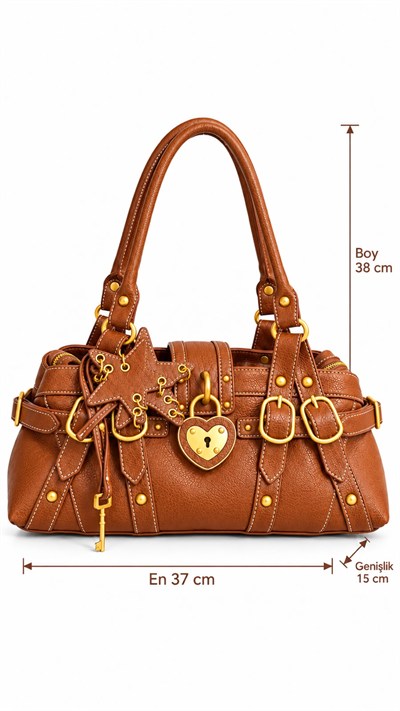 Valleria Taba Charm Detaylı Vegan Deri Premium Çanta
