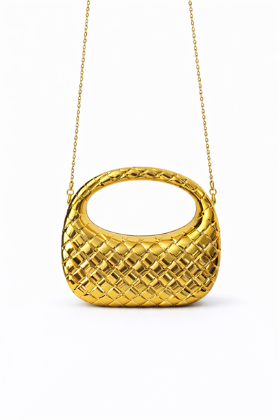Weave Örgü Dokulu Gold Zincir Askılı Çanta